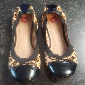 BP Animal Print Flats with Black Toe Cap